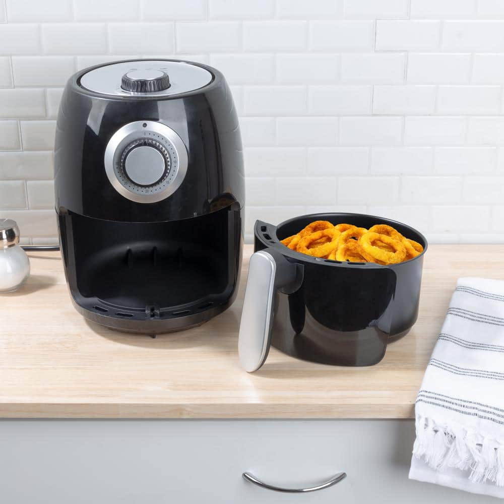 Compact Black 2.3-Quart Electric Air Fryer with Nonstick Interior