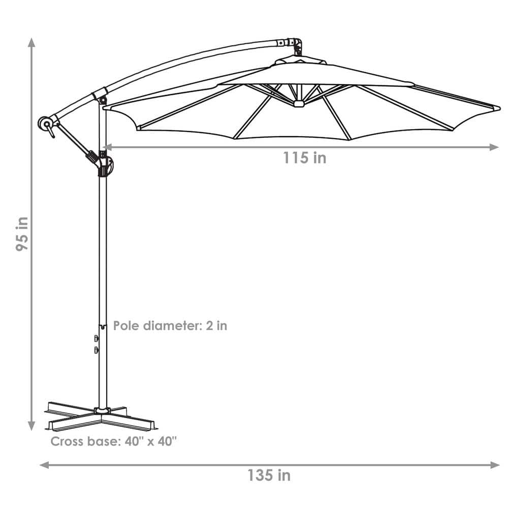 Beige Steel Octagon Cantilever Patio Umbrella with Polyester Canopy