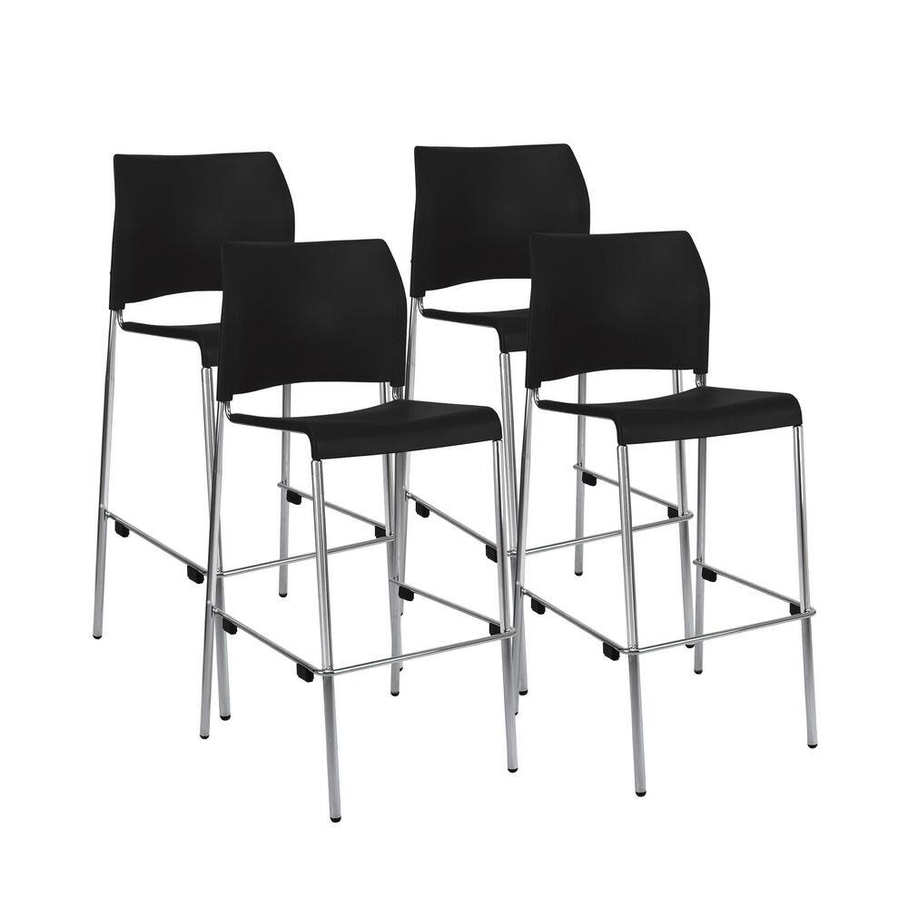 Jody Collection Bar Height Plastic Stackable Chair /Stool in Black, Pack of 4 price history on PriceWatchPro