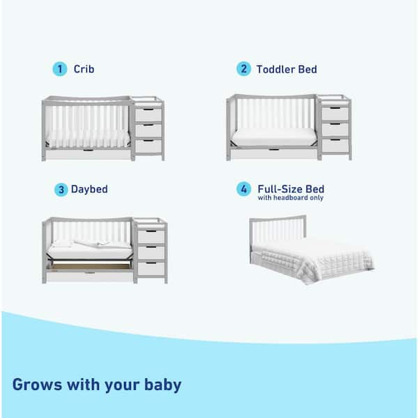 Graco remi 4 in 1 2024 convertible crib and changer combo white