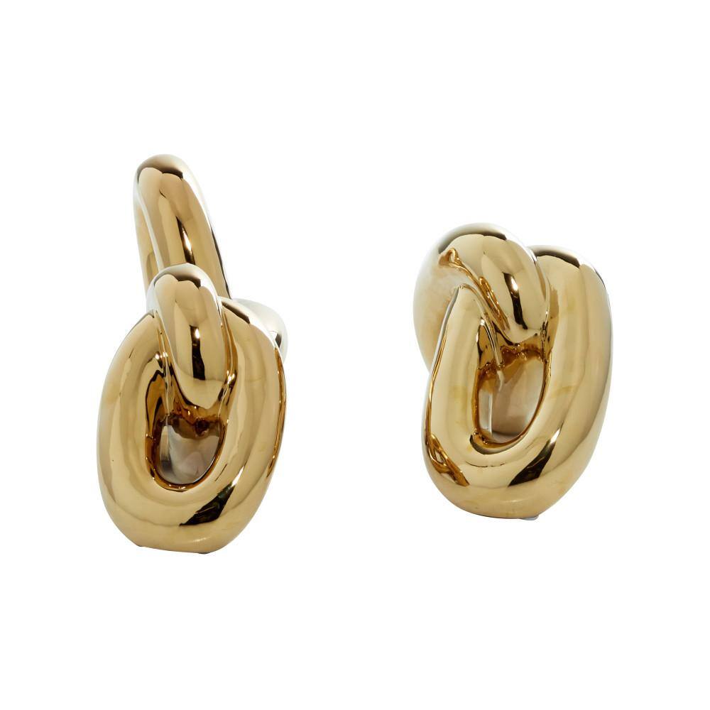 Gold Porcelain Chain Sculpture Set, 15" and 10"