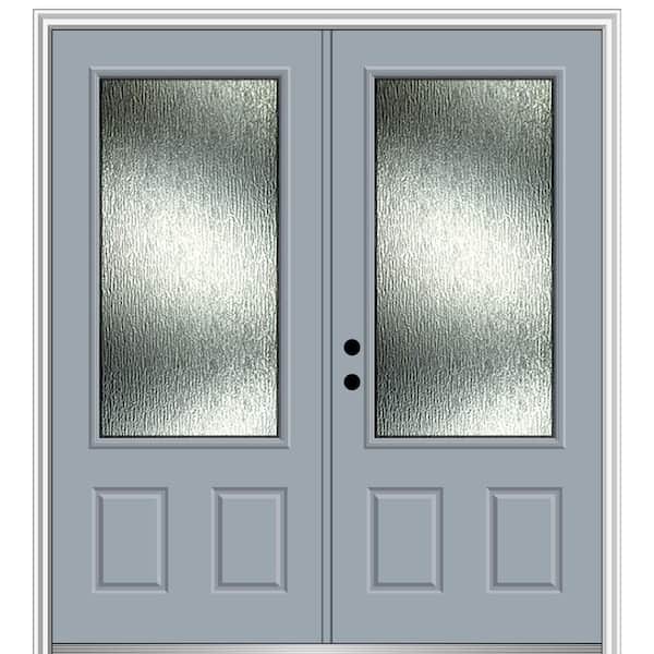 MMI Door Rain Glass 72 in. x 80 in. Right-Hand Inswing 3/4 Lite 2-Panel Painted Storm Cloud Prehung Front Door, 6-9/16 in. Frame