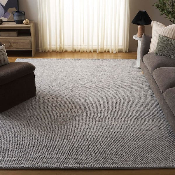 Natura 10 ft. x 14 ft. Silver Textured Solid Area Rug