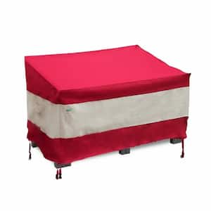 Patio Furniture Covers 100% Waterproof Outdoor Lawn Heavy-Duty Sofa Covers with Air Vent And Stable Strap, Wine Red
