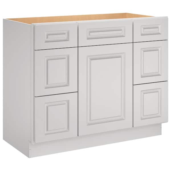 HOMEIBRO Newport 42-in W X 21-in D X 34.5-in H in Raised PanelDove Plywood Ready to Assemble Vanity Base Kitchen Cabinet