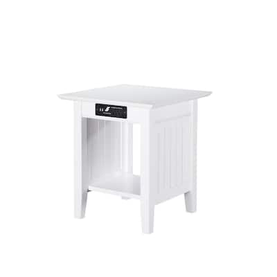 Nantucket White End Table with Charging Station