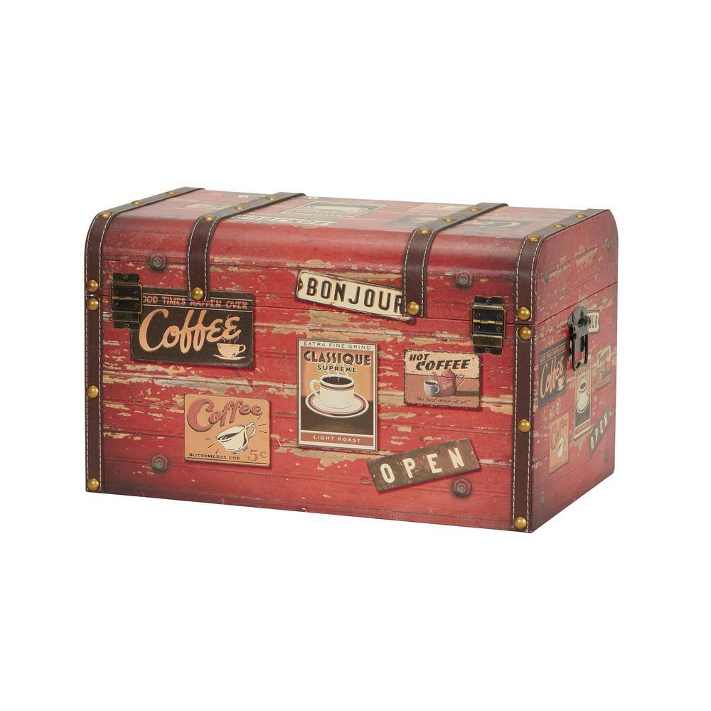 Medium Coffee Shop Decorative Storage Trunk with Leather Straps