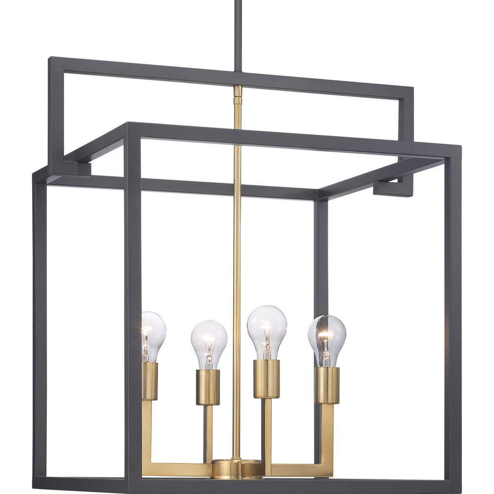 Blakely Graphite and Brass 4-Light Geometric Pendant
