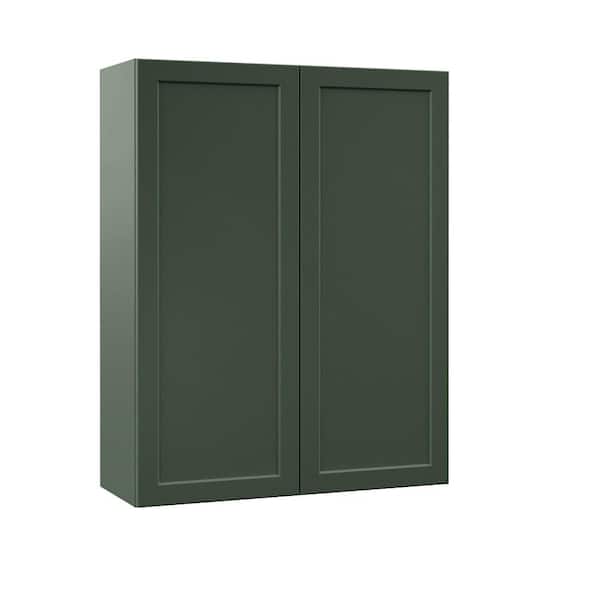 Designer Series Melvern 33 in. W 12 in. D 42 in. H Assembled Shaker Wall Kitchen Cabinet in Forest
