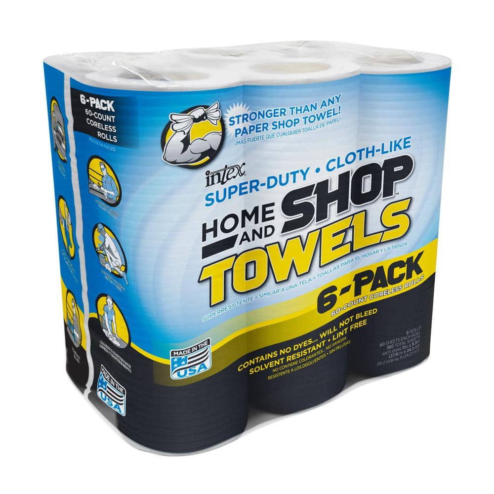 HOME AND SHOP TOWELS 9.5 in. W x 11 in. L White 60Count Roll Paint and
