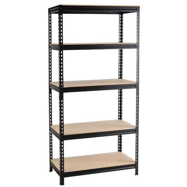 Tileon 5-Shelf Metal Pantry Organizer with Adjustable Height, Multipurpose Storage Utility Rack for Kitchen Garage Garden-Black