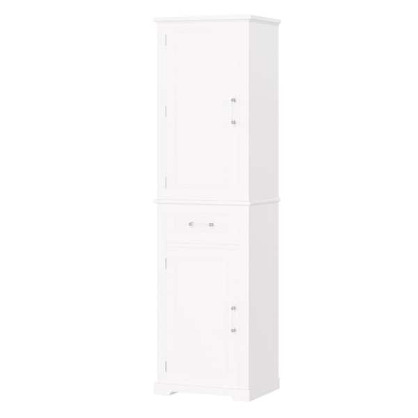 40 in. W x 15.8 in. D x 72.1 in. H White Linen Cabinet with 4 Different Size Doors and Adjustable Shelf