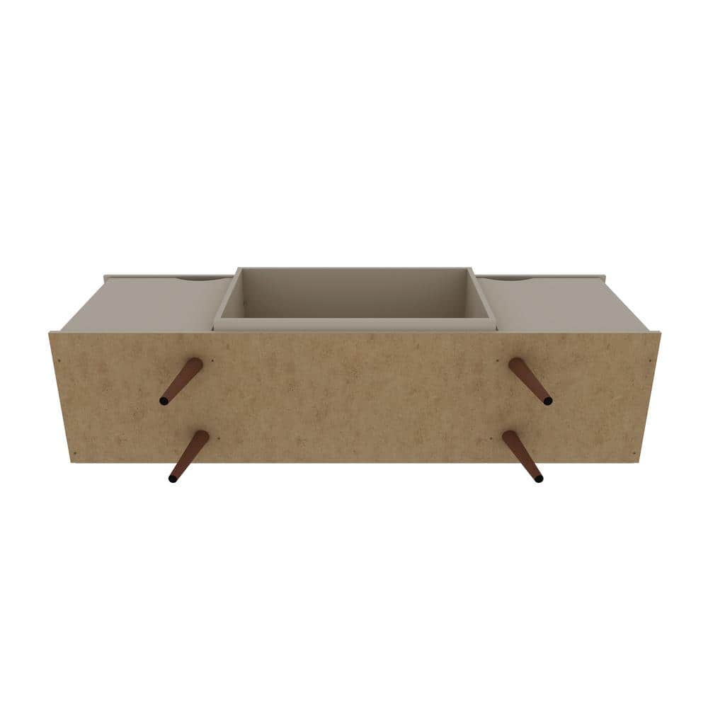 Off White Composite Mid-Century Modern TV Stand with Cabinet