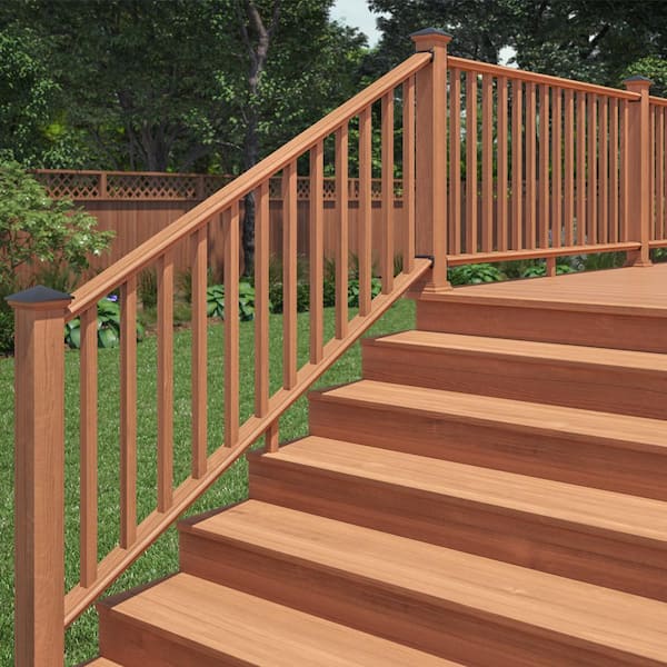 6 ft. Cedar-Tone Southern Yellow Pine Routed Stair Rail Kit with SE Balusters