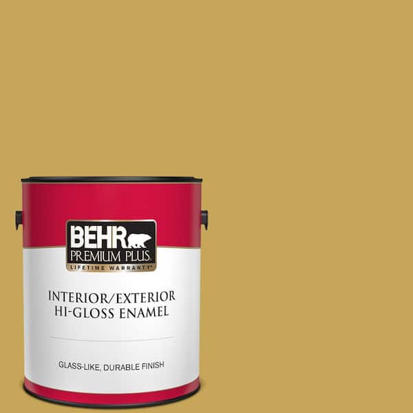 BEHR PREMIUM PLUS 1 gal. #PPU6-18 Lemongrass Hi-Gloss Enamel Interior/Exterior Paint
