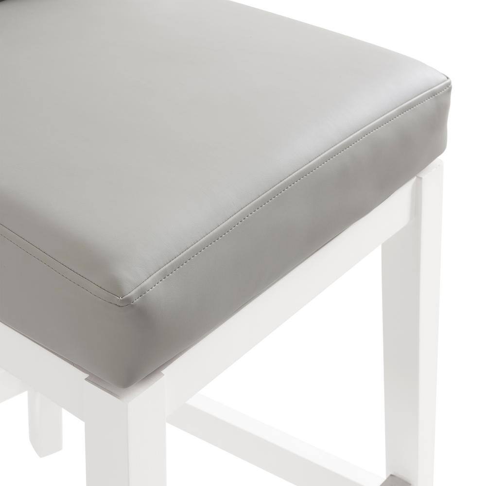 Classic White Leather Swivel Counter Height Stool Set