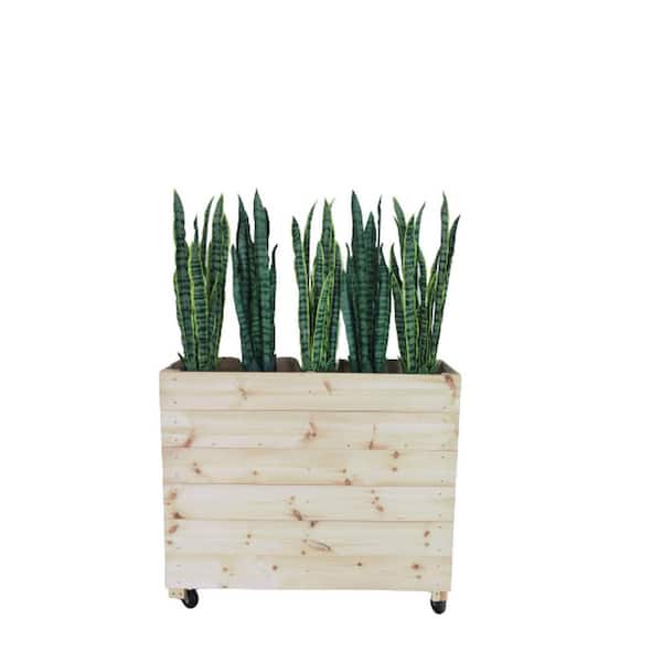 Ejoy 44 in. x 12 in. x 36 in. Solid Wood Mobile Planter Barrier (Set of 2-Piece)