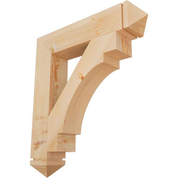 Ekena Millwork 5.5 in. x 36 in. x 32 in. Douglas Fir Merced Arts and Crafts Smooth Bracket