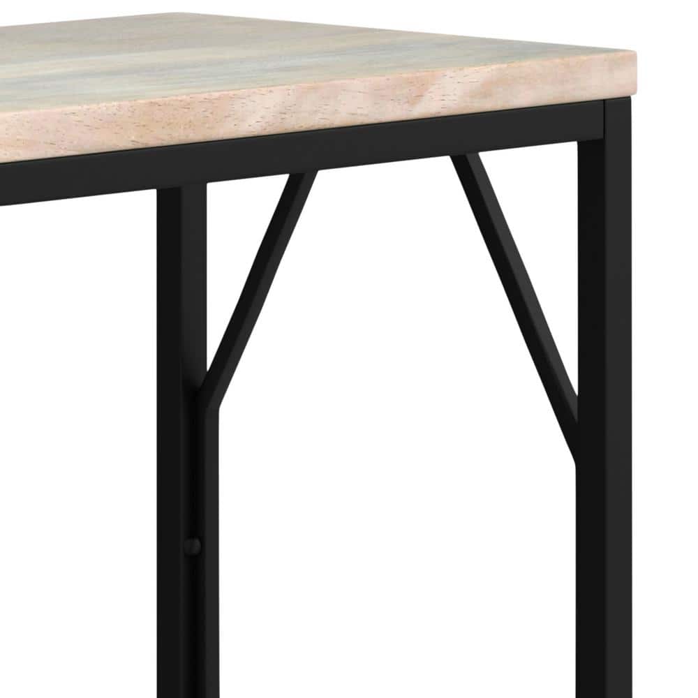 Selma 20" White Wash Wood and Black Metal Accent Table