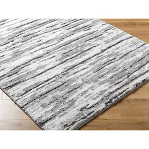 Portofino White/Medium Gray Striped 5 ft. x 7 ft. Indoor Area Rug