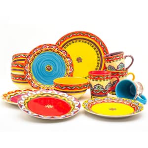 Galicia 16-Piece Patterned Multicolor Ceramic Dinnerware Set (Service for 4)