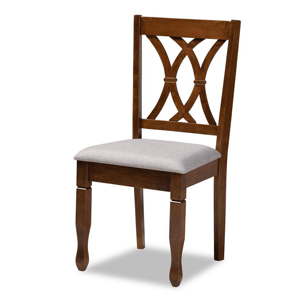Walnut Brown and Grey Fabric 5-Piece Dining Set