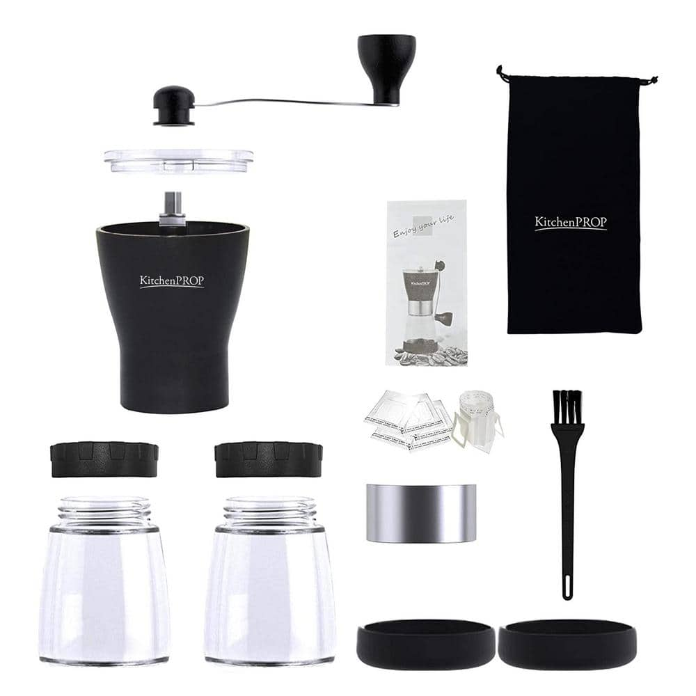 Manual coffee grinder kitchen gadgets with glass storage tank portable and  reusable creative burr quiet