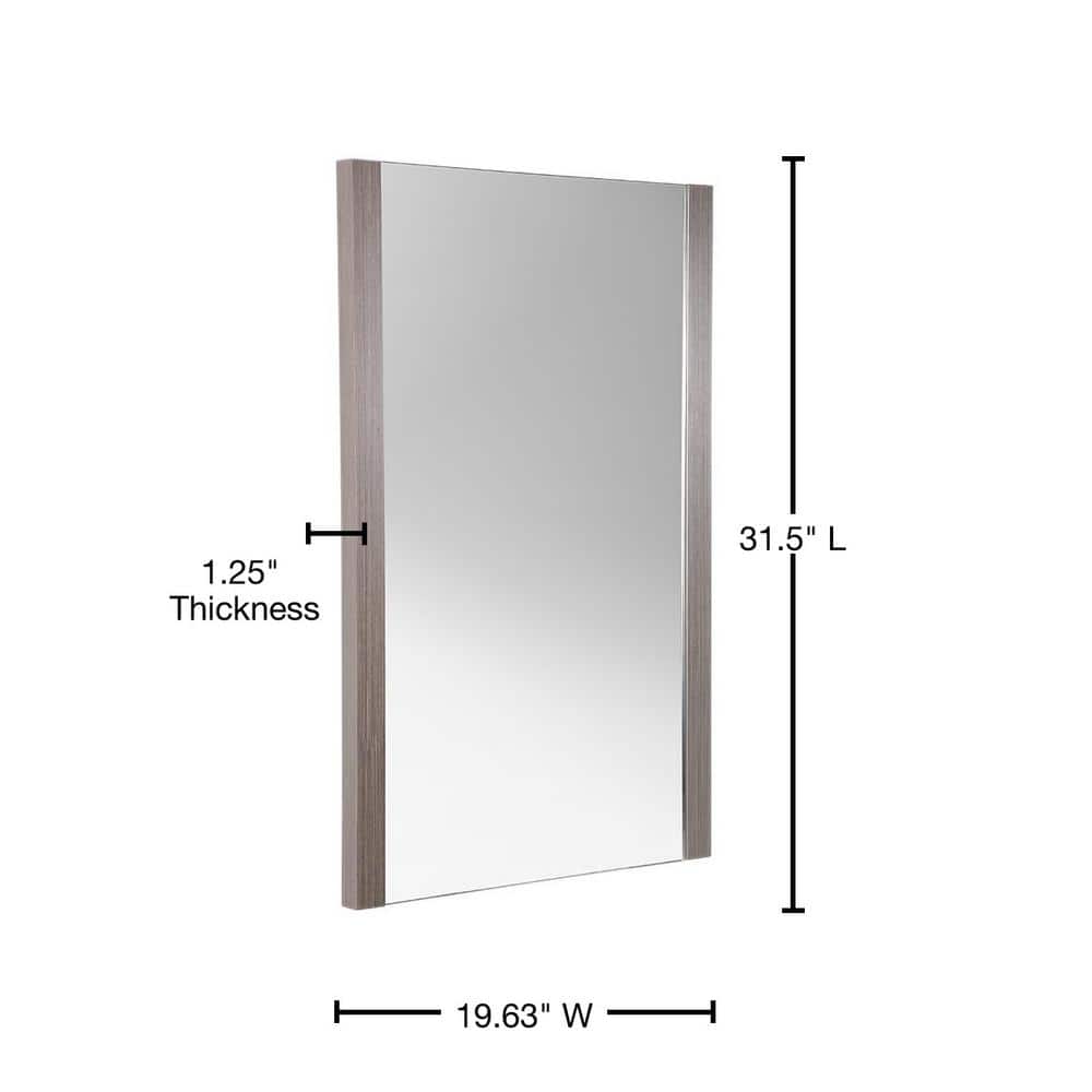 Gray Oak Rectangular Frameless Bathroom Vanity Mirror