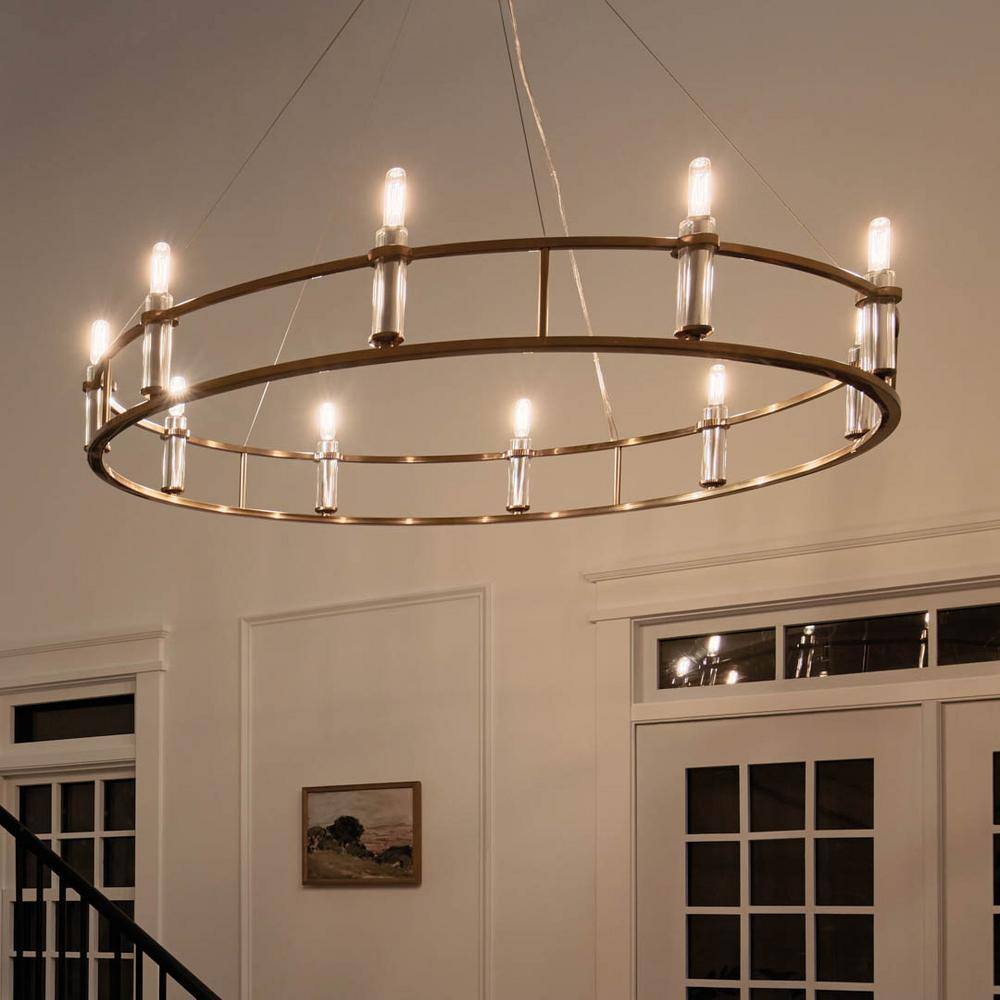 Rosalind Brushed Natural Brass 10-Light Traditional Chandelier