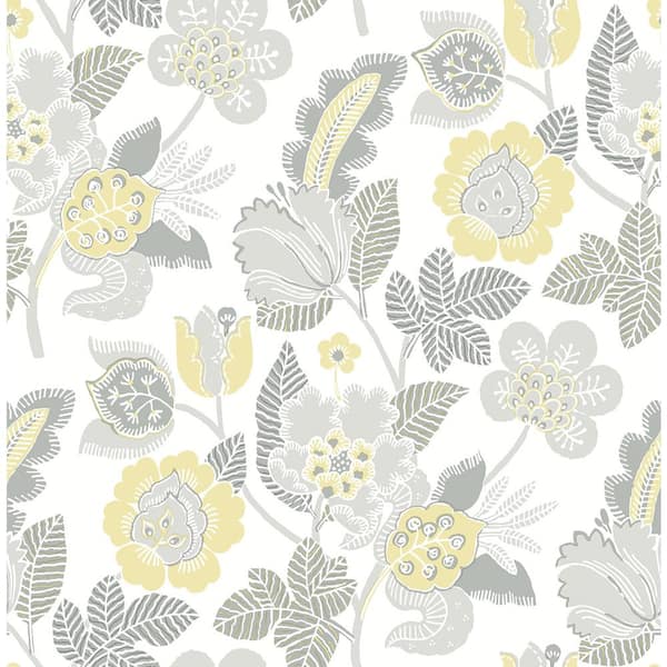 A-Street Prints Jana Light Grey Jacobean Wallpaper Sample