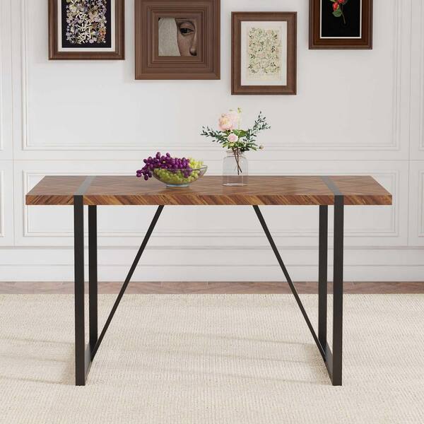 Black, Wood Wood 55 in. Sled Dining Table Seats-4