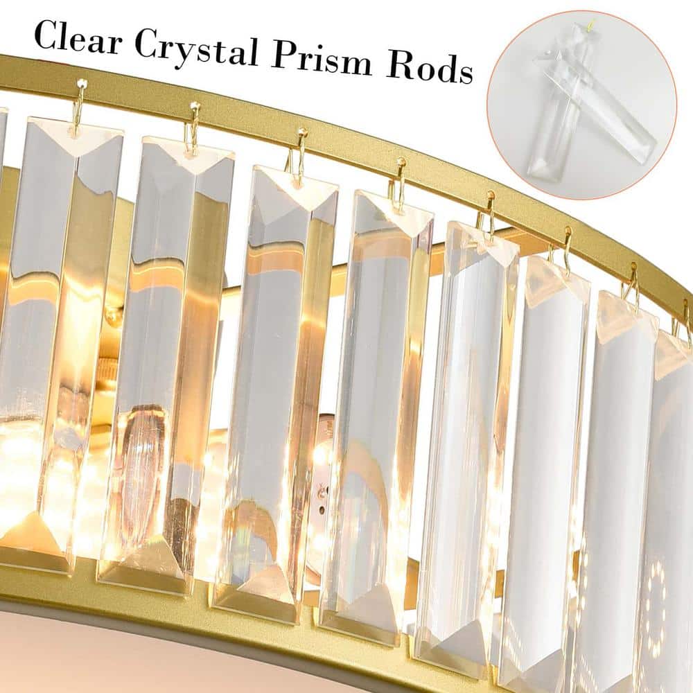 Modern Gold Crystal Drum Flush Mount Ceiling Light