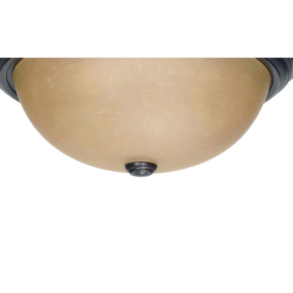 Elegant Mahogany Bronze 15" Flush Mount with Champagne Glass Shade