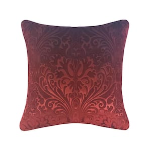 Merlot Chevron Velvet 20 in. X 20 in. Throw Pillow