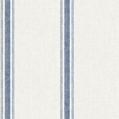 Linette Blue Fabric Stripe Paper Pre-Pasted Wallpaper Roll (Covers 56.4 Sq. Ft.)