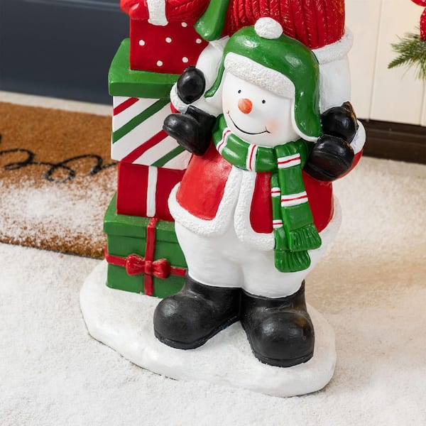 Glitzhome 35.25 in. H Christmas Resin Stacked Snowman Porch Decor