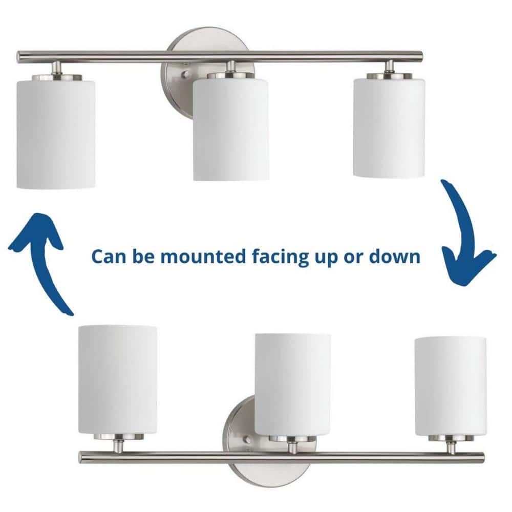 Brushed Nickel 3-Light Dimmable Bath Vanity Fixture