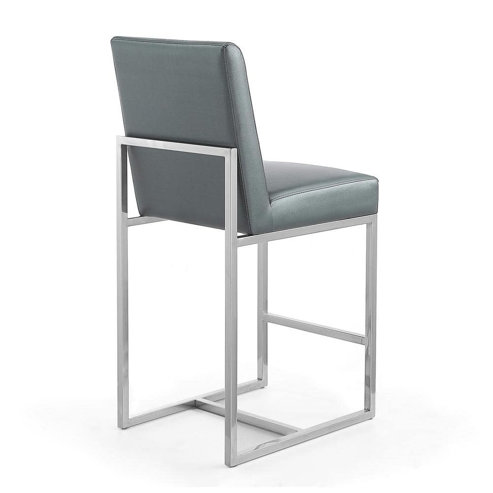 Manhattan Comfort Graphite Faux Leather 24" Counter Stool with Chrome Frame