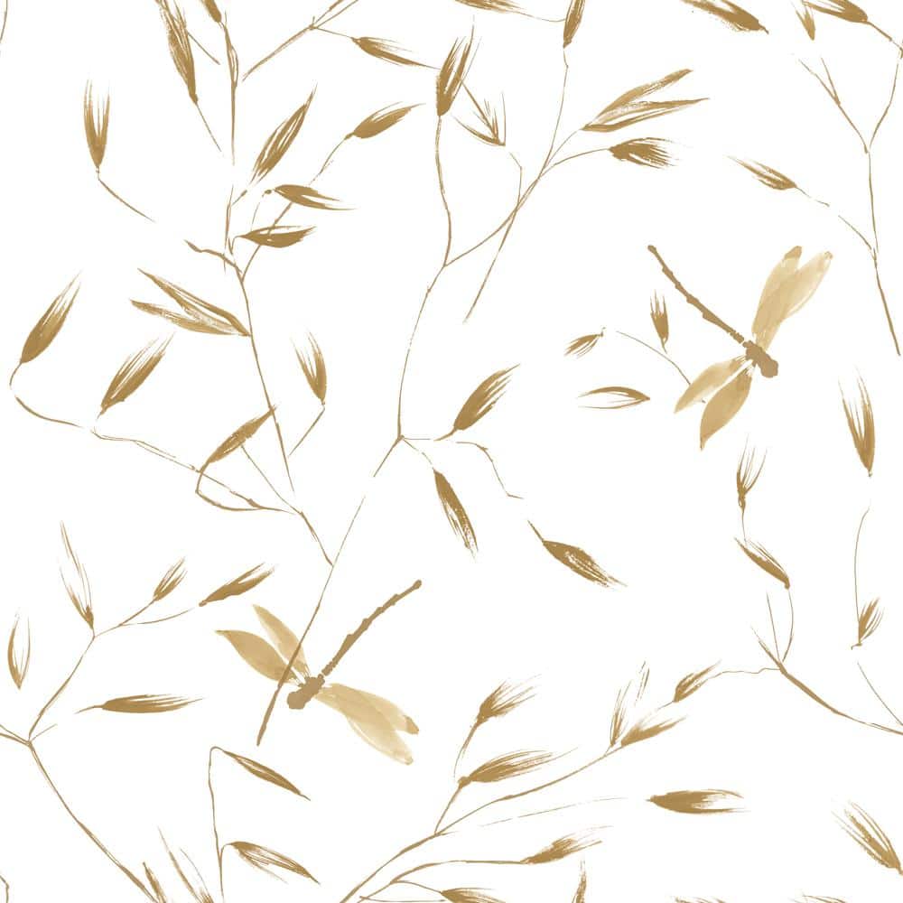 Golden Ochre Dragonfly Self-Adhesive Peel and Stick Wallpaper