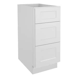 15 in. W x 24 in. D x 34.5 in. H in Shaker White Plywood Ready to Assemble Floor Base Kitchen Cabinet with 3 Drawers