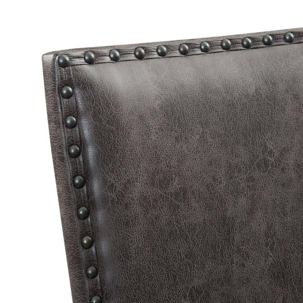 Tall Back Gray Faux Leather and Wood Dining Chair Set