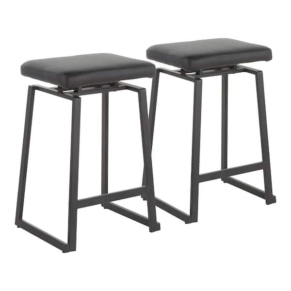 black upholstered counter stool