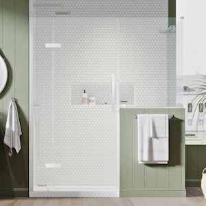 Tampa 72 13/16 in. W x in. H Rectangular Pivot Frameless Corner Shower Enclosure in Chrome with Buttress Panel