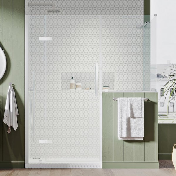 OVE Decors Tampa 72 13/16 in. W x in. H Rectangular Pivot Frameless Corner Shower Enclosure in Chrome with Buttress Panel