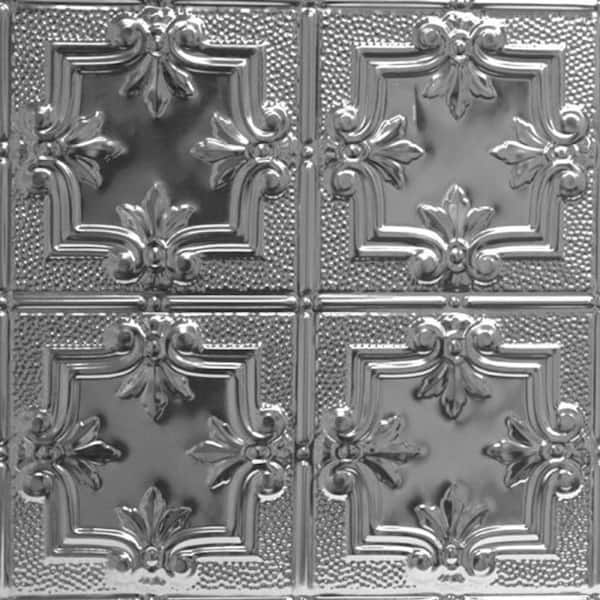 FROM PLAIN TO BEAUTIFUL IN HOURS Antoinette Steel (Unfinished) 2 ft. x 2 ft. Decorative Nail Up Tin Ceiling Tile (48 sq. ft./Case)