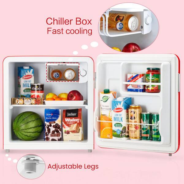 Comfee 1.6 Cubic Feet Solo Series Retro Refrigerator Sleek Appearance Hips Interior Energy Saving Adjustable Legs Temperature Thermostat Dial Remo