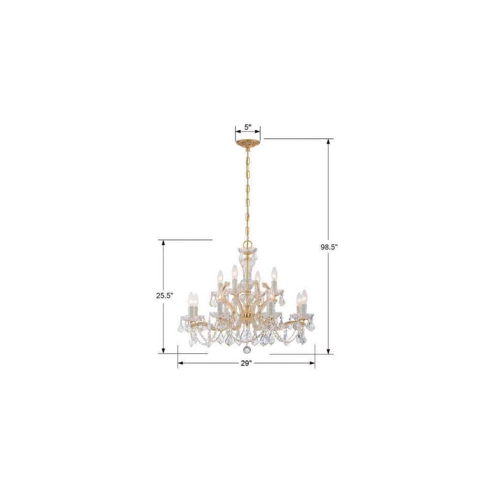 Gold and Clear Italian Crystal 12-Light Candle Chandelier