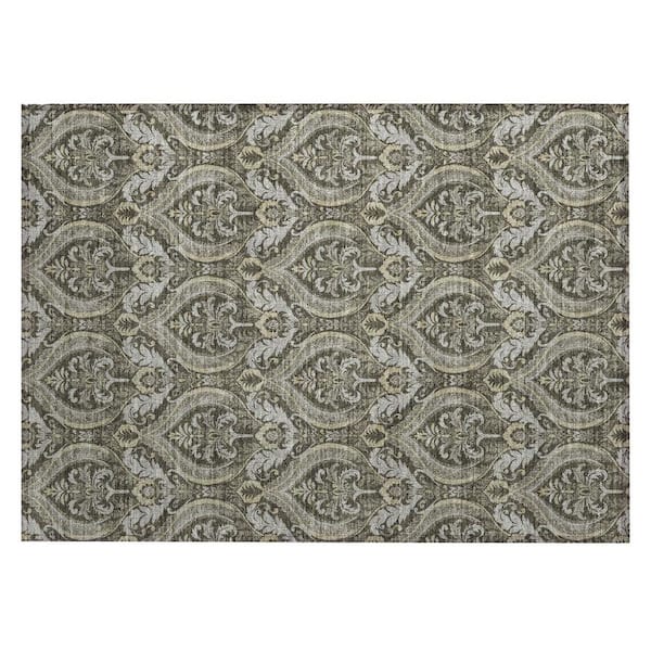Taupe and Beige 2 ft. x 3 ft. Woven Trellis Rectangle Indoor/Outdoor Area Rug