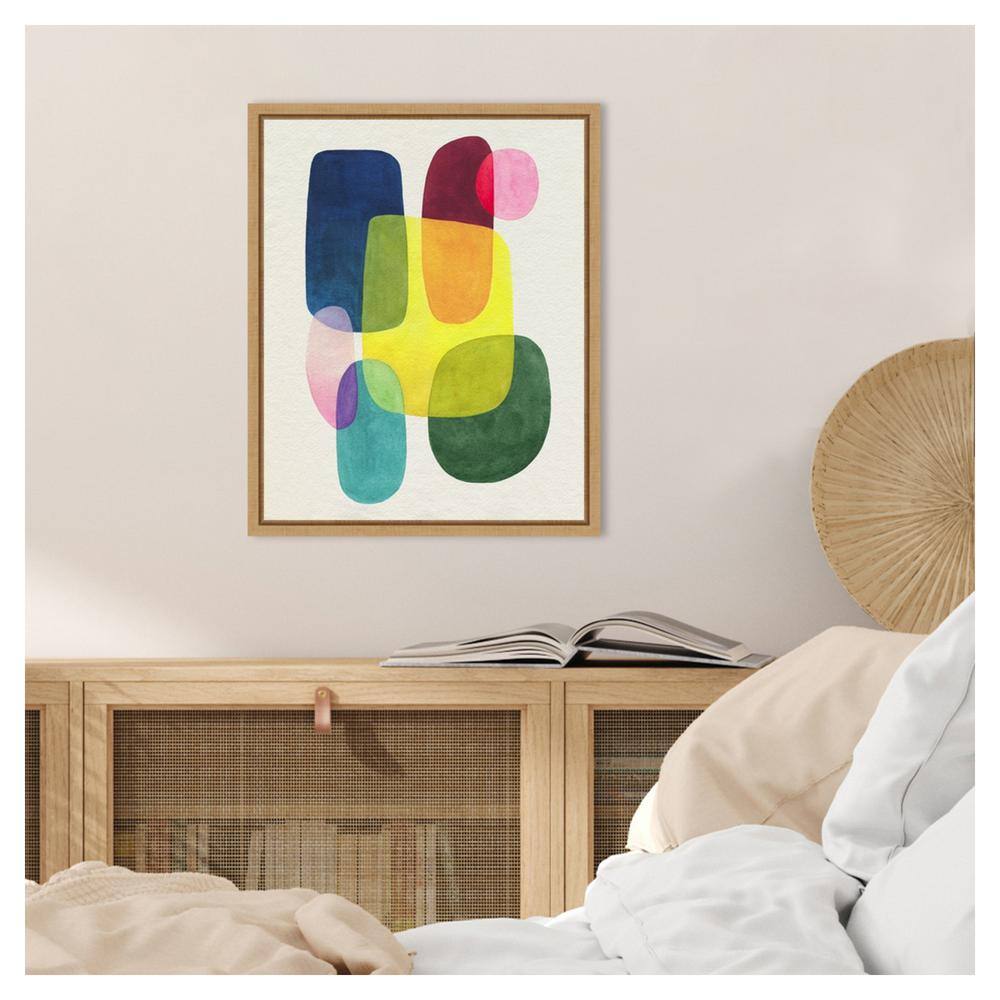 Sunlit Spectrum II Abstract Canvas Art with Maple Frame