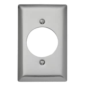 Pass & Seymour 302/304 S/S 1 Gang Single Power Outlet 1.75-in. Hole Wall Plate, Stainless Steel (1-Pack)